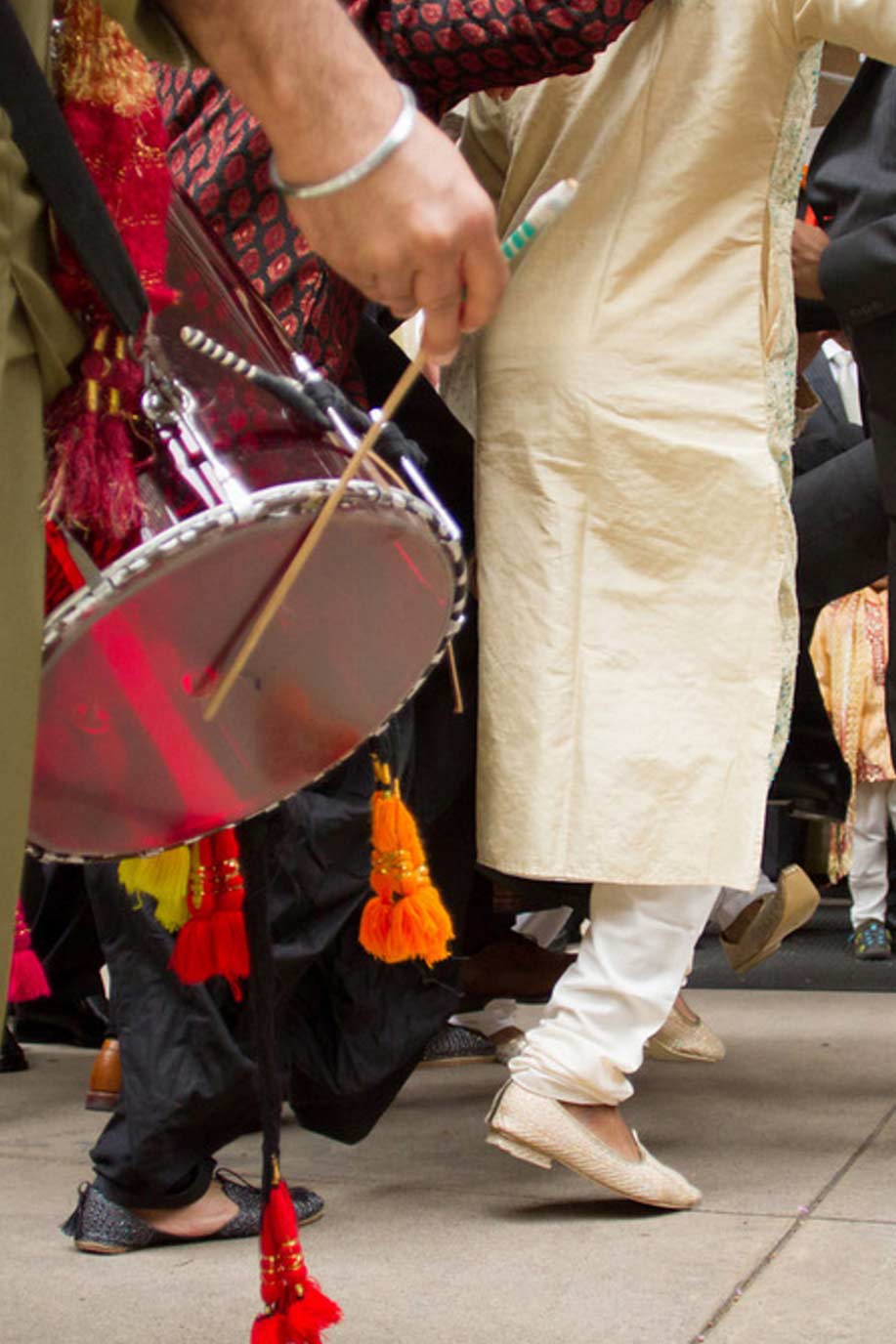 Dhol Drum detail at Indian wedding baraat