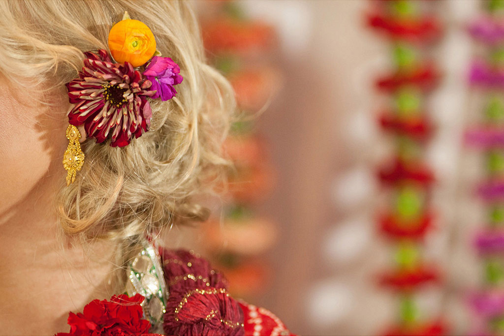 Bride's floral hair detail