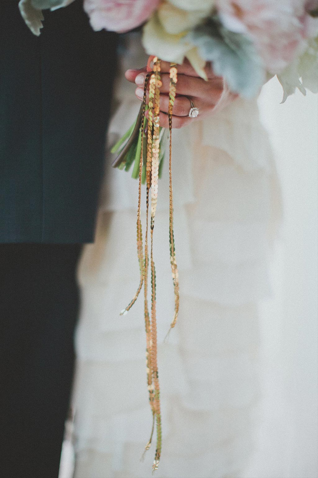 Bridal Bouquet with Gold Sequin Streamer