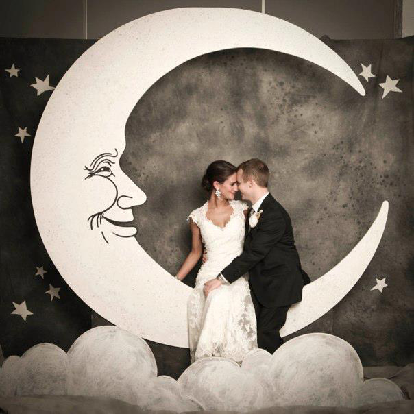 Bride and Groom Paper Moon Photo Booth
