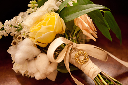 Bridal Bouquet with Brooch and Cotton