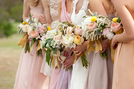 Bridal Party with Blue Lotus Bouquets