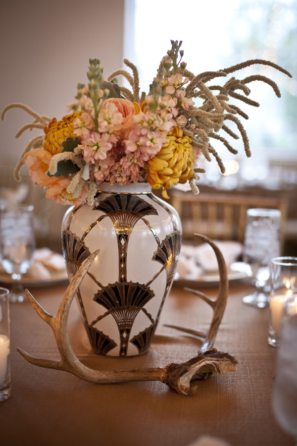 Blue Lotus Wedding Centerpiece with Antlers