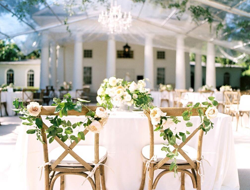 Cross back chairs for sweetheart wedding reception table