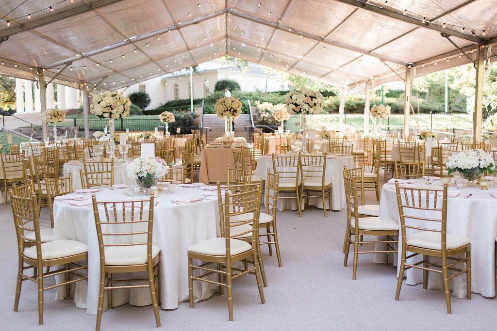 Wedding reception dinner tent at Arlington Hall lower garden