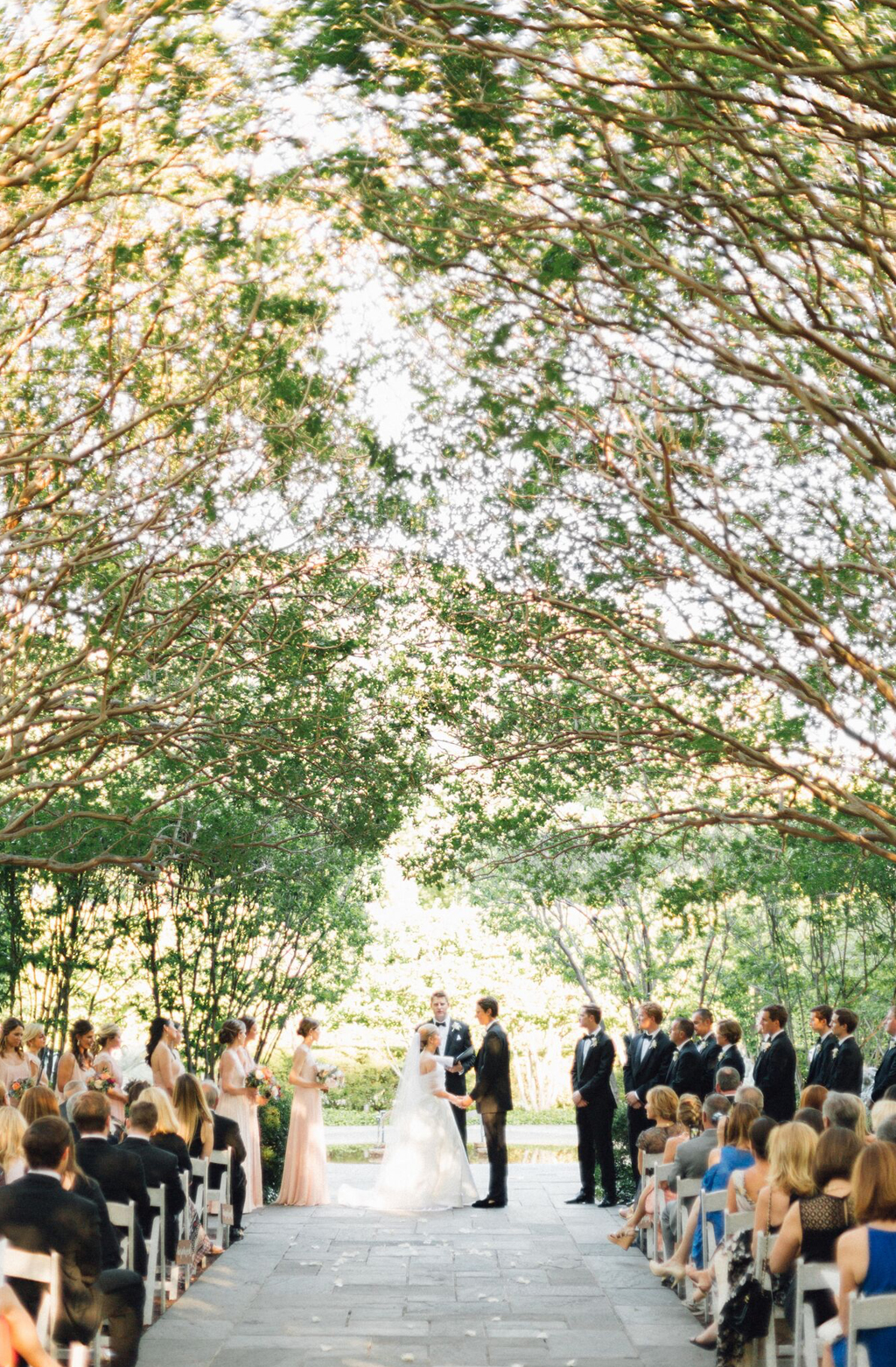 Wedding Ceremony at Dallas Arboretum Crape Myrtle Allee