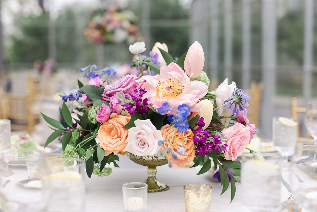 Wedding Low Lush Floral Centerpiece