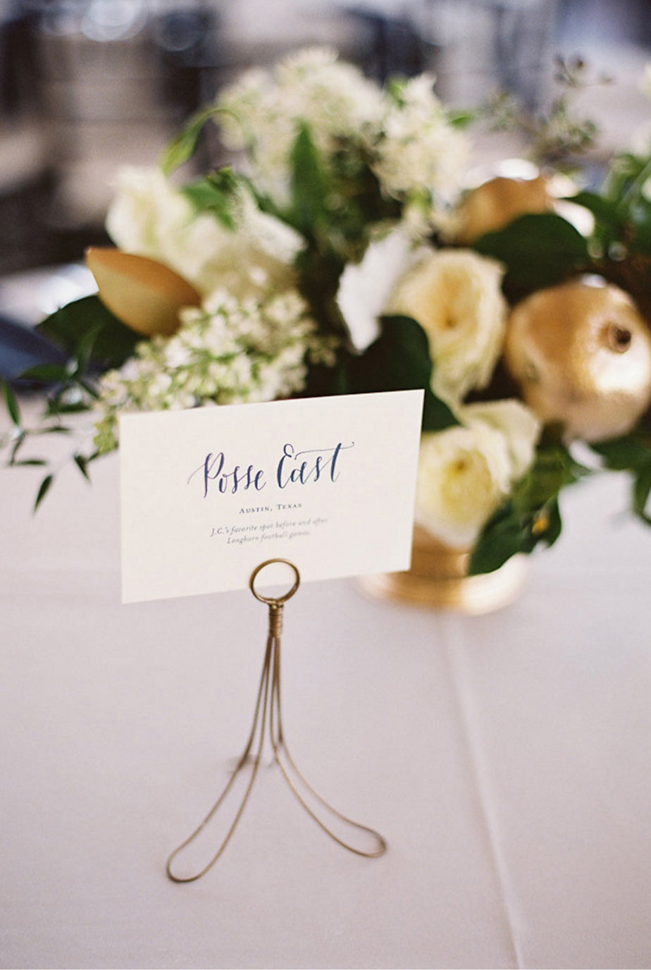 Table card at wedding reception