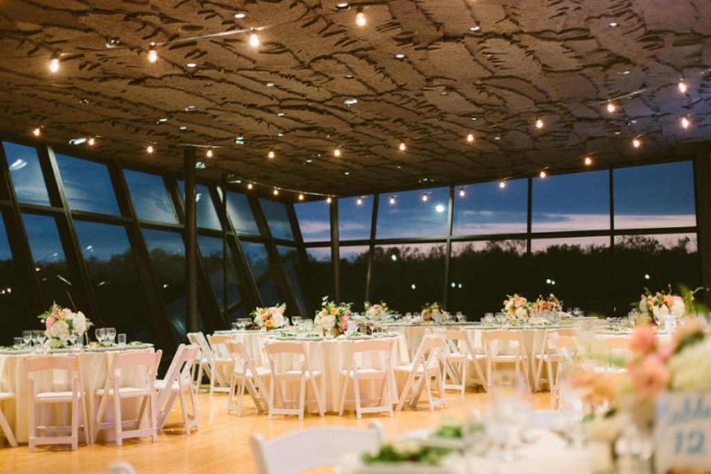 Wedding reception at Trinity River Audubon Center in Dallas
