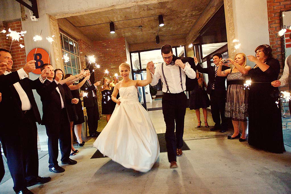 wedding sparkler grand exit from Hickory Street Annex in Dallas