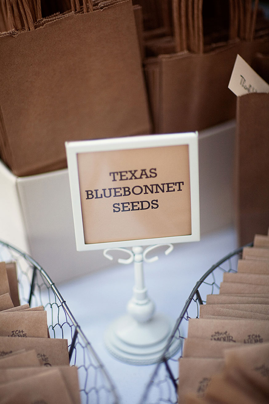 Texas Bluebonnet Seed sign and wedding favors