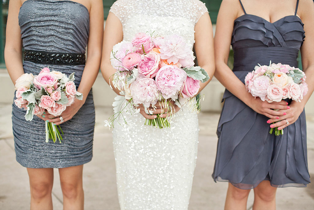 Pink and Peach Wedding Bouquets