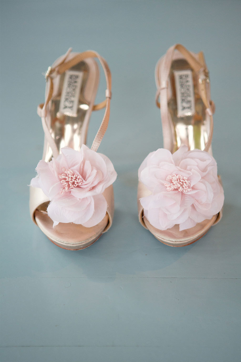 Badgley Mischka Pink Flower Wedding Shoe