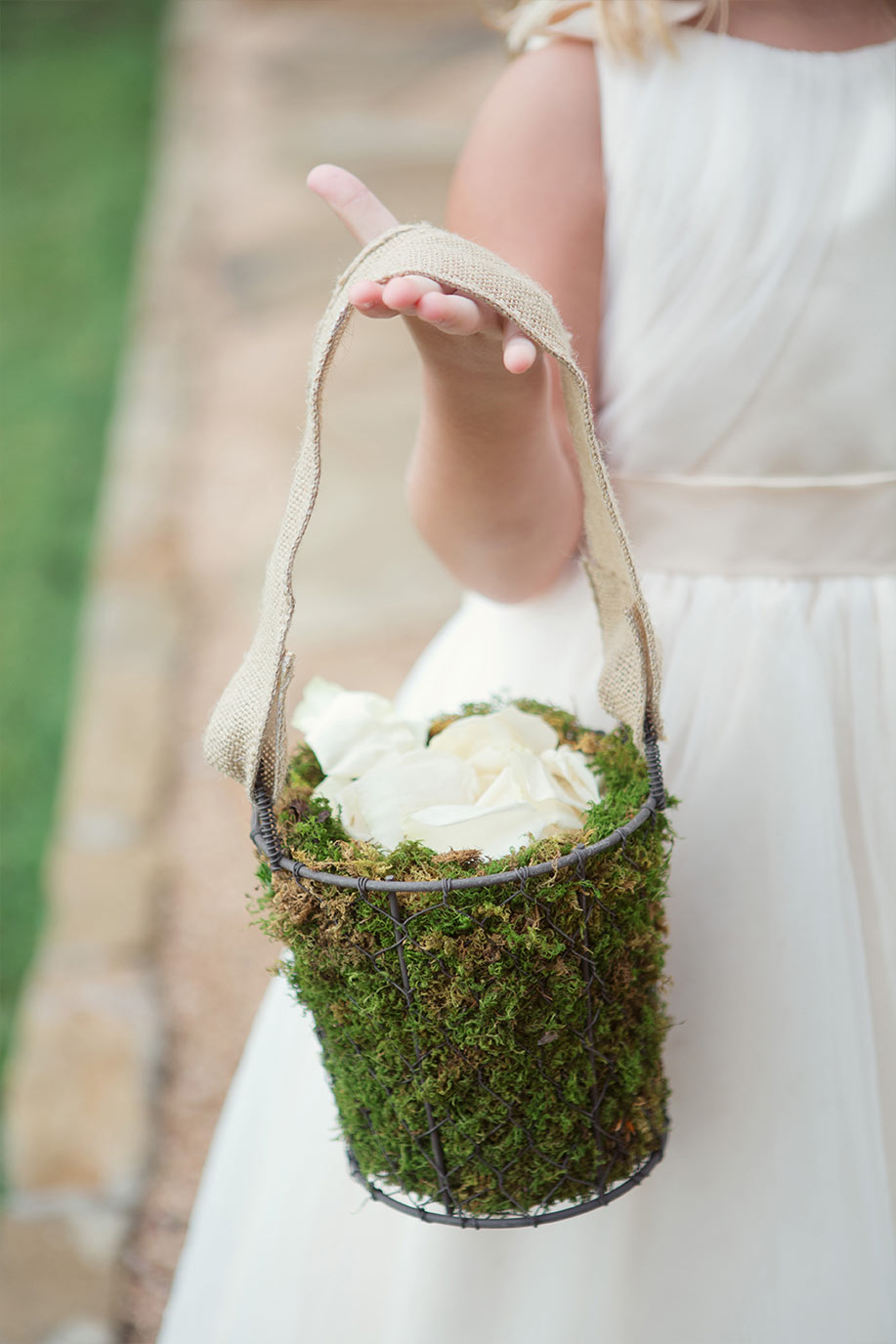 Moss Covered Flower Girl Basket