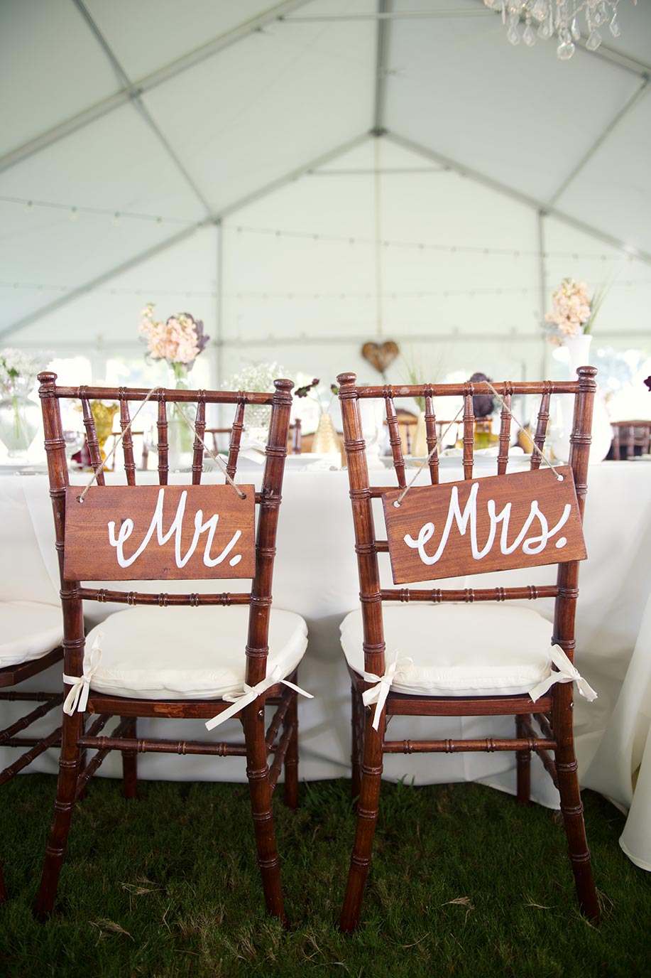 Wooden Painted Mr and Mrs Chair Wedding Signs