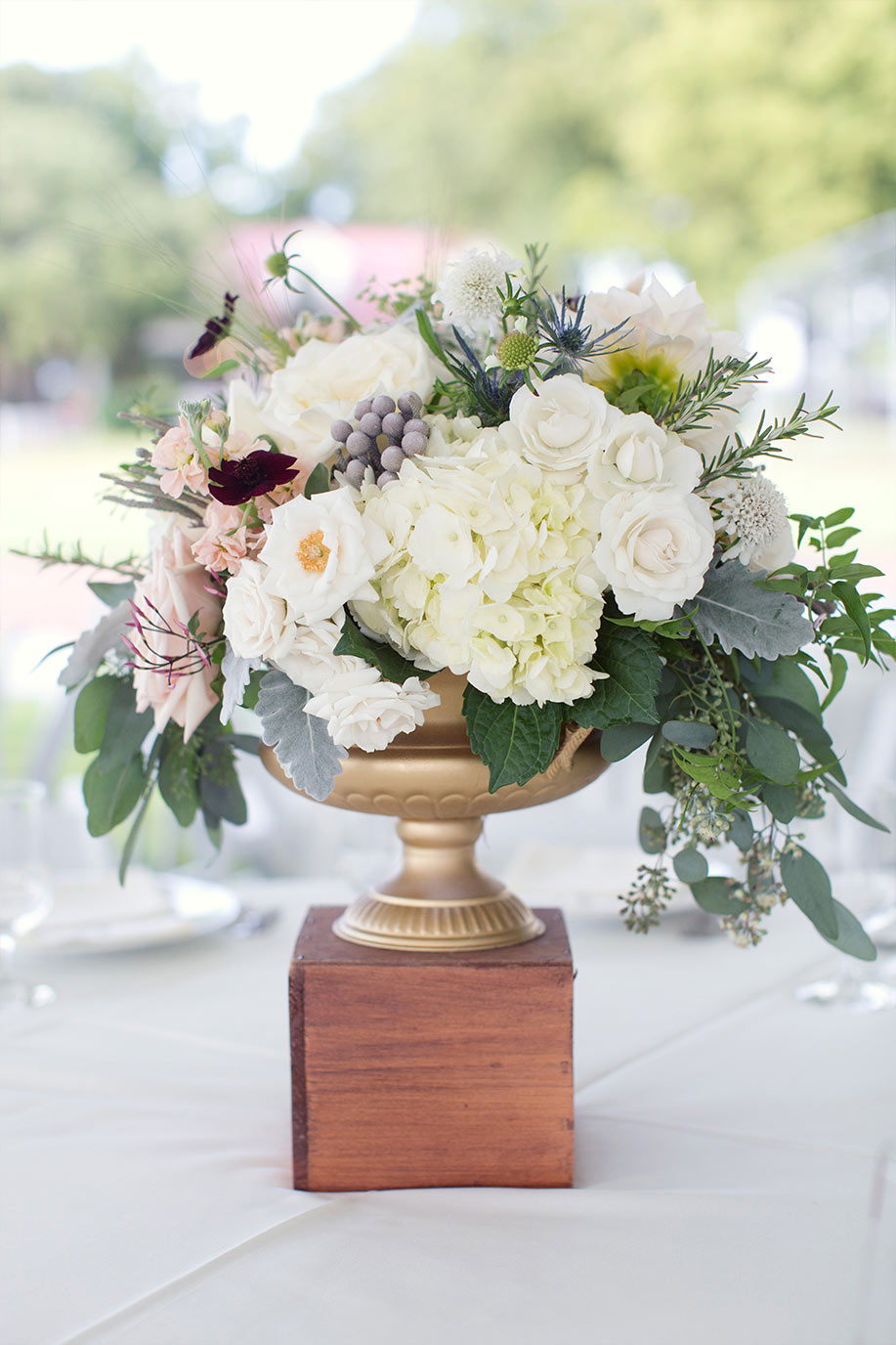 Gold Footed Bowl Wedding Centerpiece