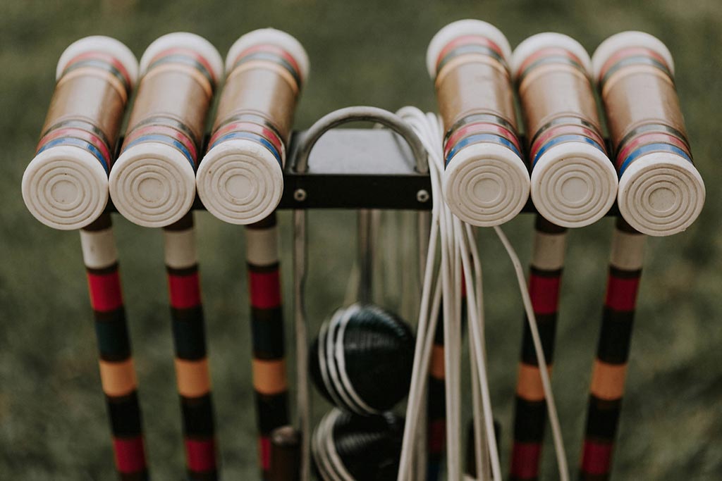 Croquet mallets for outdoor wedding lawn game